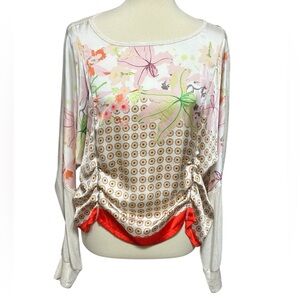 Anthropologie TINY Top Womens Lily Floral Mixed Media Dolman Sleeve Medium